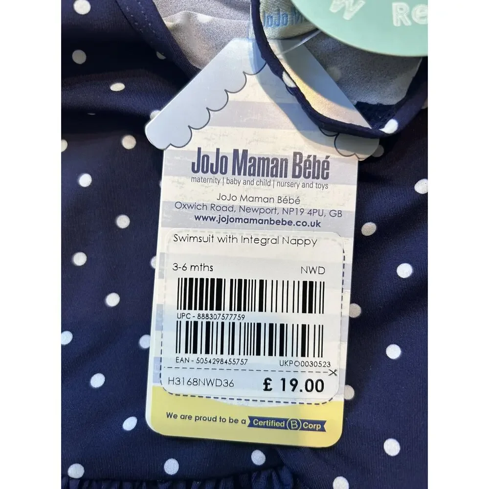 NWT JoJo Maman Bébé Swimsuit, Size 3-6 Months